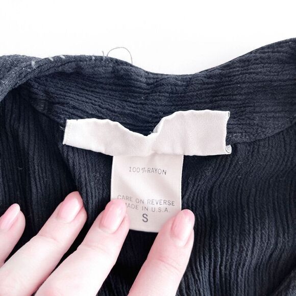 Barbara Lesser Womens Textured Crinkle Fabric Sleeveless Midi Dress Black Small - Picture 6 of 8